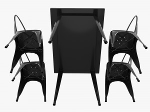 Black Dining Outdoor Table With Chairs 3D Model