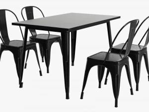 Black Dining Outdoor Table With Chairs 3D Model