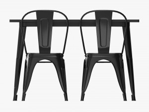 Black Dining Outdoor Table With Chairs 3D Model