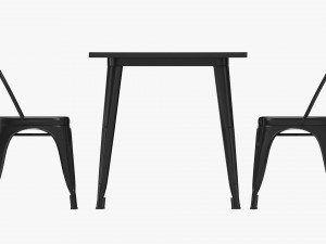 Black Dining Outdoor Table With Chairs 3D Model