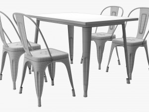 Black Dining Outdoor Table With Chairs 3D Model