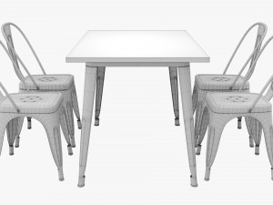 Black Dining Outdoor Table With Chairs 3D Model