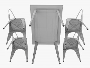 Black Dining Outdoor Table With Chairs 3D Model