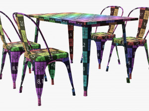 Black Dining Outdoor Table With Chairs 3D Model