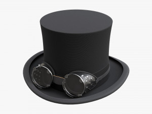 Black Top Hat With Googles Modelo 3D