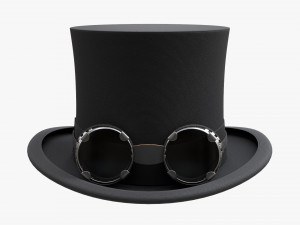 Black Top Hat With Googles 3D 模型