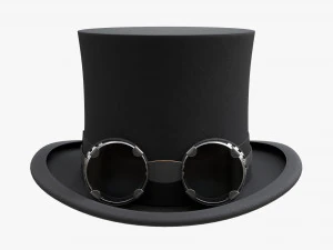 Black Top Hat With Googles 3D Model