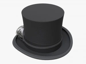 Black Top Hat With Googles 3D Model