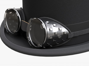 Black Top Hat With Googles 3D 模型