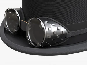 Black Top Hat With Googles 3D Model