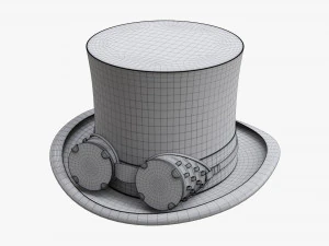 Black Top Hat With Googles 3D Model