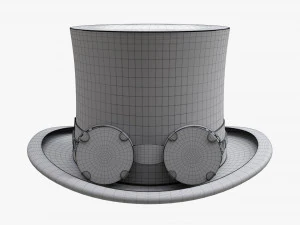 Black Top Hat With Googles 3D Model
