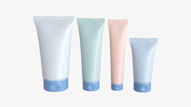 Cosmetics Tube Set 01 Mockup 3D Model .c4d .max .obj .3ds .fbx .stl .blend