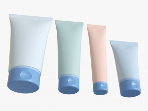 Cosmetics Tube Set 01 Mockup 3D Model