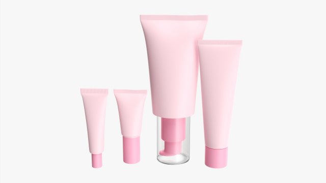 Cosmetics Tube Set 02 Mockup 3D 모델 .c4d .max .obj .3ds .fbx .stl .blend 