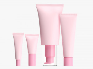 Cosmetics Tube Set 02 Mockup 3D 모델