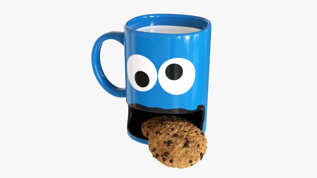 Cup With Two Cookies 3D 모델 .c4d .max .obj .3ds .fbx .stl .blend 
