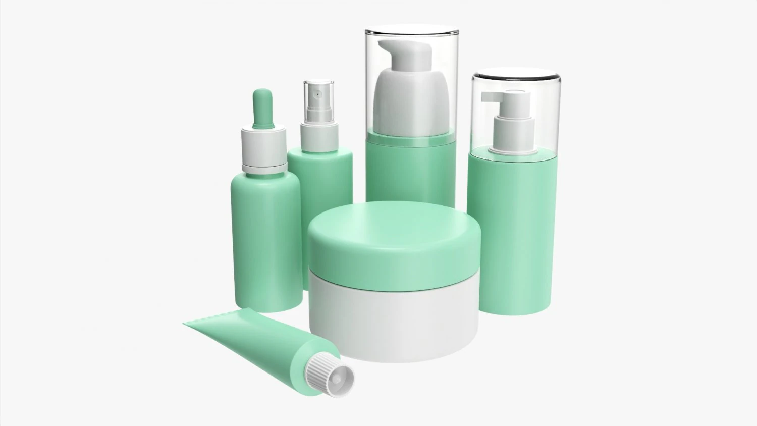 Day Care For Face And Body Set Mockup 3D Model .c4d .max .obj .3ds .fbx .stl .blend