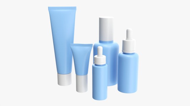 Day Face Care Lux Set Mockup 3D Model .c4d .max .obj .3ds .fbx .stl .blend 