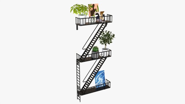 Decorative Wall Shelf With Plants 01 Modèle 3D .c4d .max .obj .3ds .fbx .stl .blend 