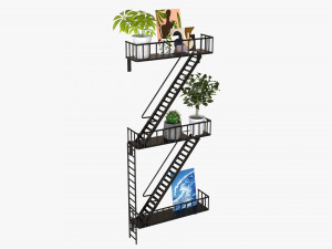 Decorative Wall Shelf With Plants 01 Modello 3D