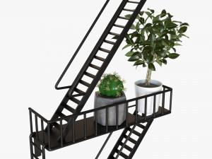 Decorative Wall Shelf With Plants 01 Modèle 3D