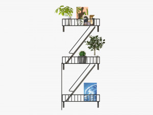 Decorative Wall Shelf With Plants 01 Modèle 3D