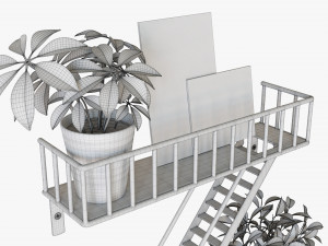 Decorative Wall Shelf With Plants 01 Modèle 3D