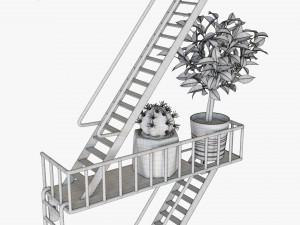 Decorative Wall Shelf With Plants 01 Modèle 3D