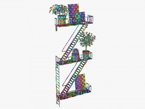 Decorative Wall Shelf With Plants 01 Modèle 3D