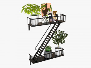 Decorative Wall Shelf With Plants 02 Modelo 3D