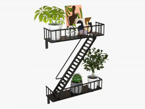 Mensola Decorativa Da Parete Con Piante 02 Modello 3D