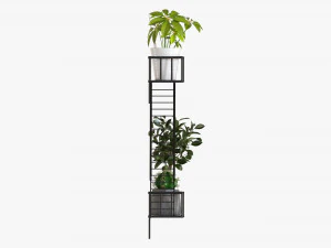 Decorative Wall Shelf With Plants 02 3D Model