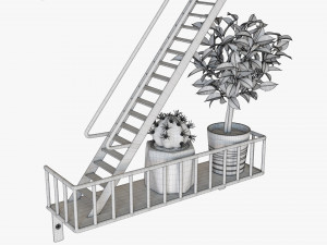 Decorative Wall Shelf With Plants 02 3D 모델