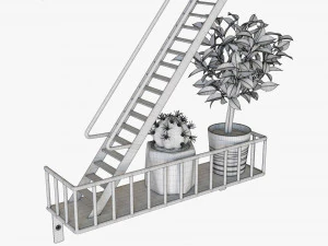 Decorative Wall Shelf With Plants 02 3D Model