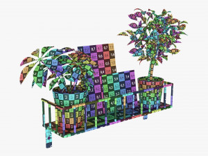 Decorative Wall Shelf With Plants 03 3D मॉडल