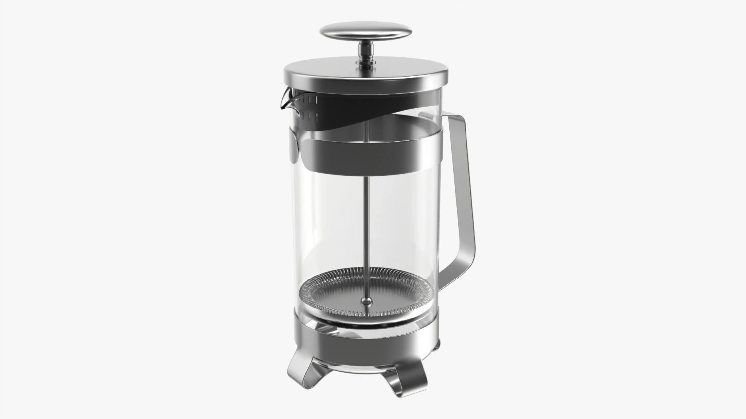 French Press Coffee Maker 3D Model .c4d .max .obj .3ds .fbx .stl .blend