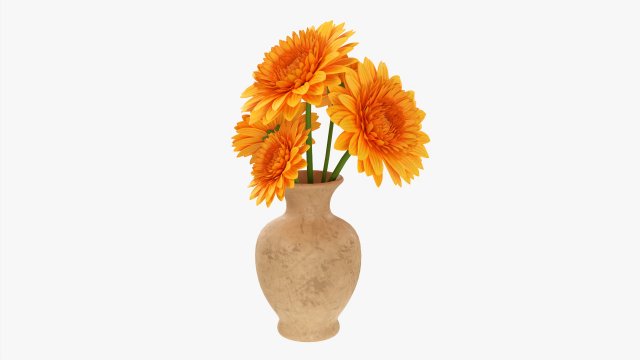 Gerbera In Vase V1 3D Модель .c4d .max .obj .3ds .fbx .stl .blend 
