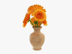 Gerbera In Vase V1 3D Модель