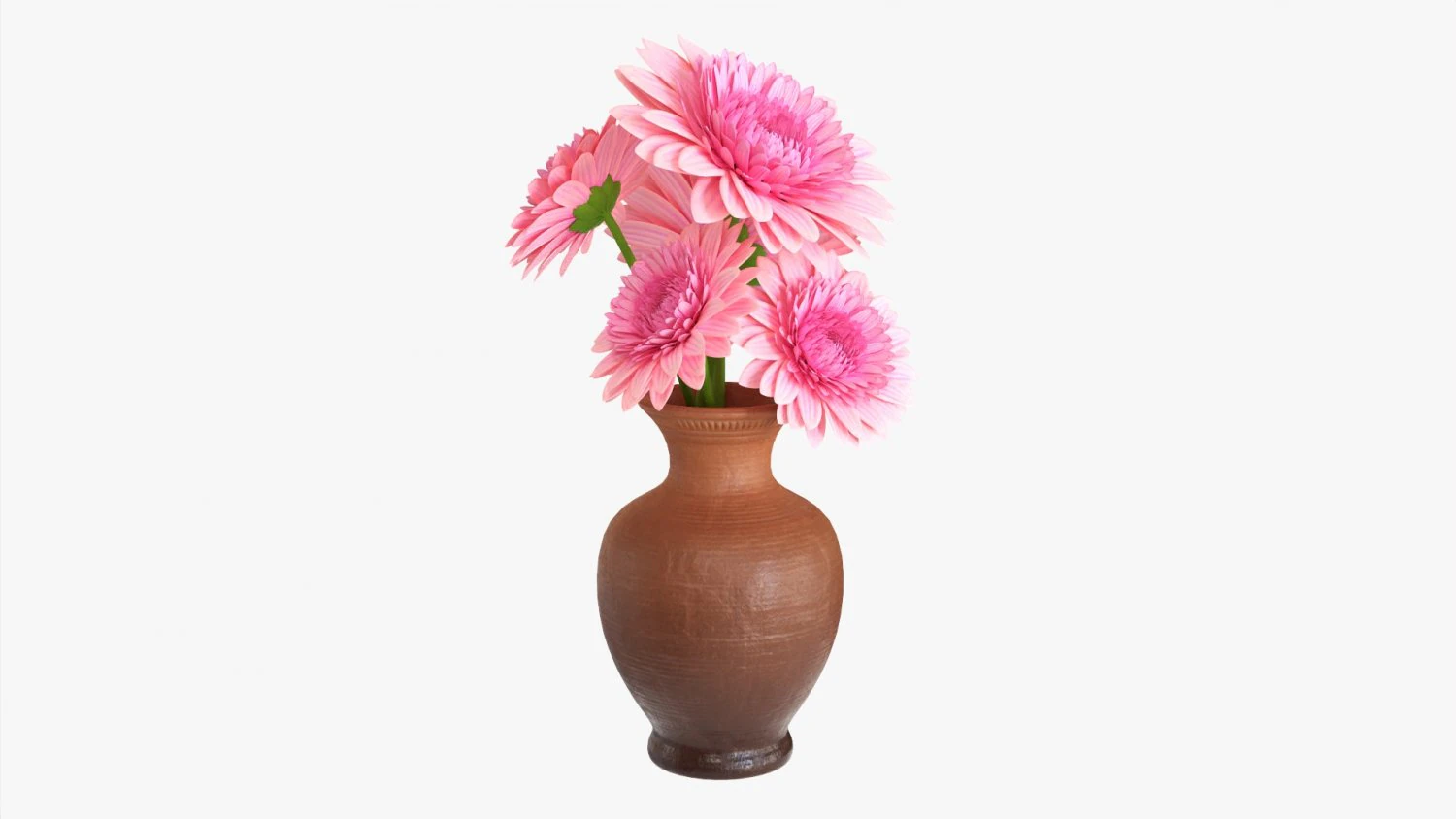 Gerbera In Vase V2 3D Model .c4d .max .obj .3ds .fbx .stl .blend 