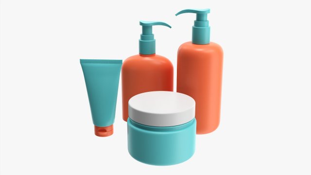 Hair Care Set Mockup 3D 모델 .c4d .max .obj .3ds .fbx .stl .blend 