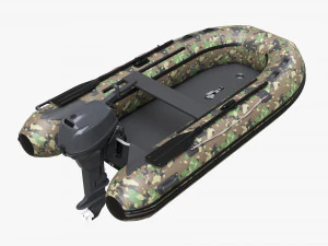 Camuflagem para barco inflável 02 com motor de popa Modelo 3D