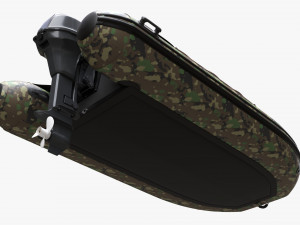 Inflatable Boat 02 Camouflage With Outboard Boat Motor Modèle 3D