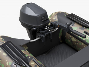Inflatable Boat 02 Camouflage With Outboard Boat Motor Modèle 3D