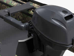 Inflatable Boat 02 Camouflage With Outboard Boat Motor Modèle 3D