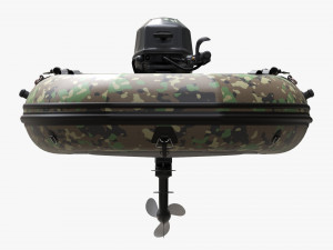 Inflatable Boat 02 Camouflage With Outboard Boat Motor Modèle 3D