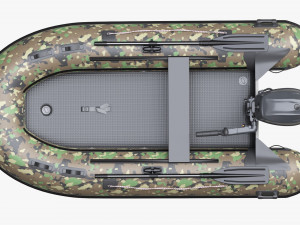Inflatable Boat 02 Camouflage With Outboard Boat Motor Modèle 3D
