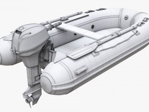 Inflatable Boat 02 Camouflage With Outboard Boat Motor Modèle 3D