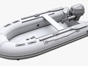 Inflatable Boat 02 Camouflage With Outboard Boat Motor Modèle 3D