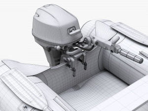 Inflatable Boat 02 Camouflage With Outboard Boat Motor Modèle 3D